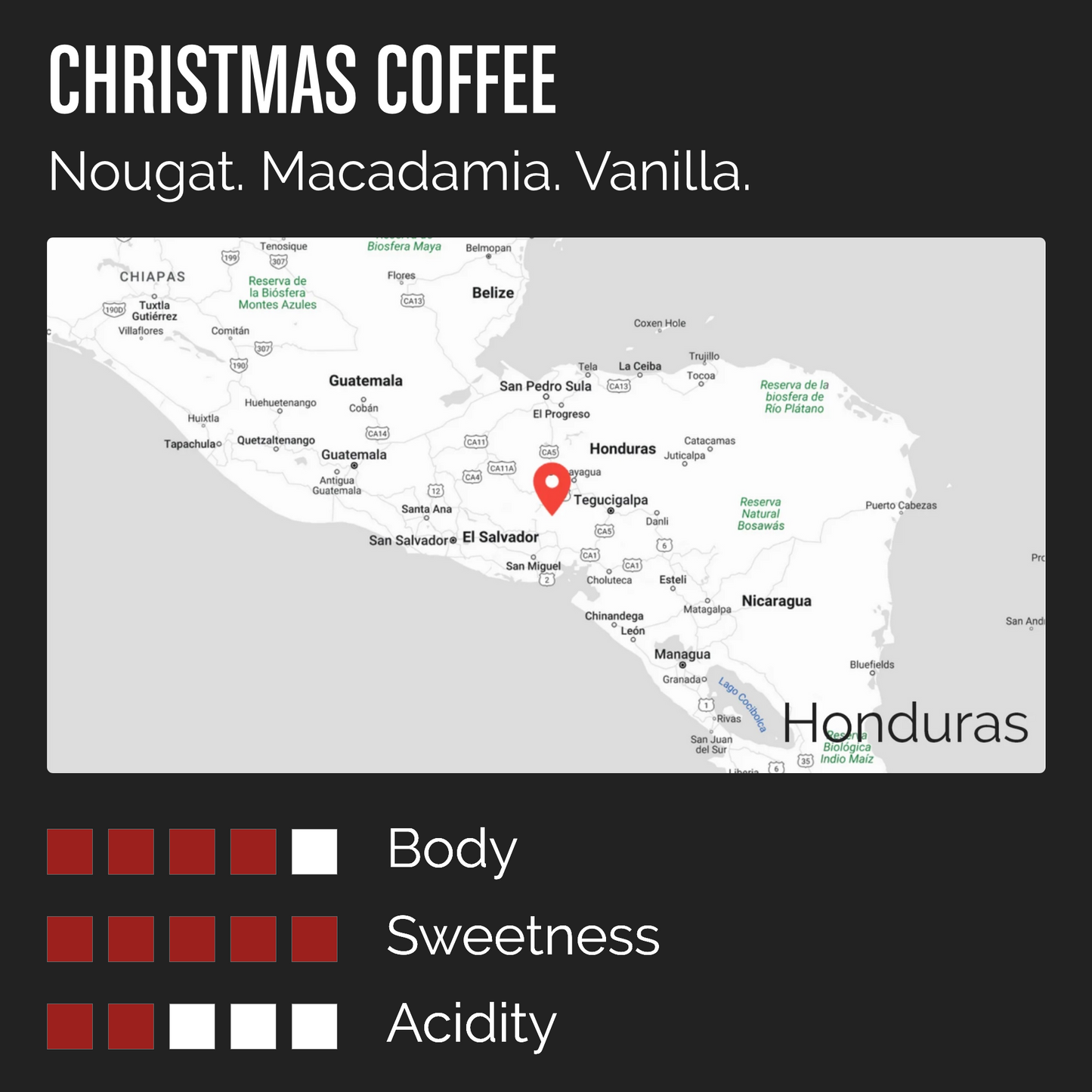 Christmas coffee information card