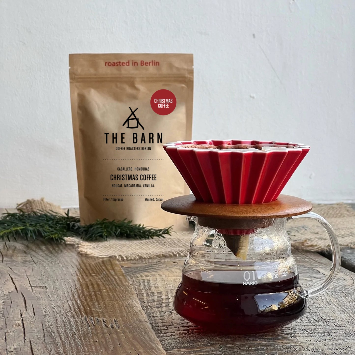 Our Christmas Coffee with a red Origami brewer