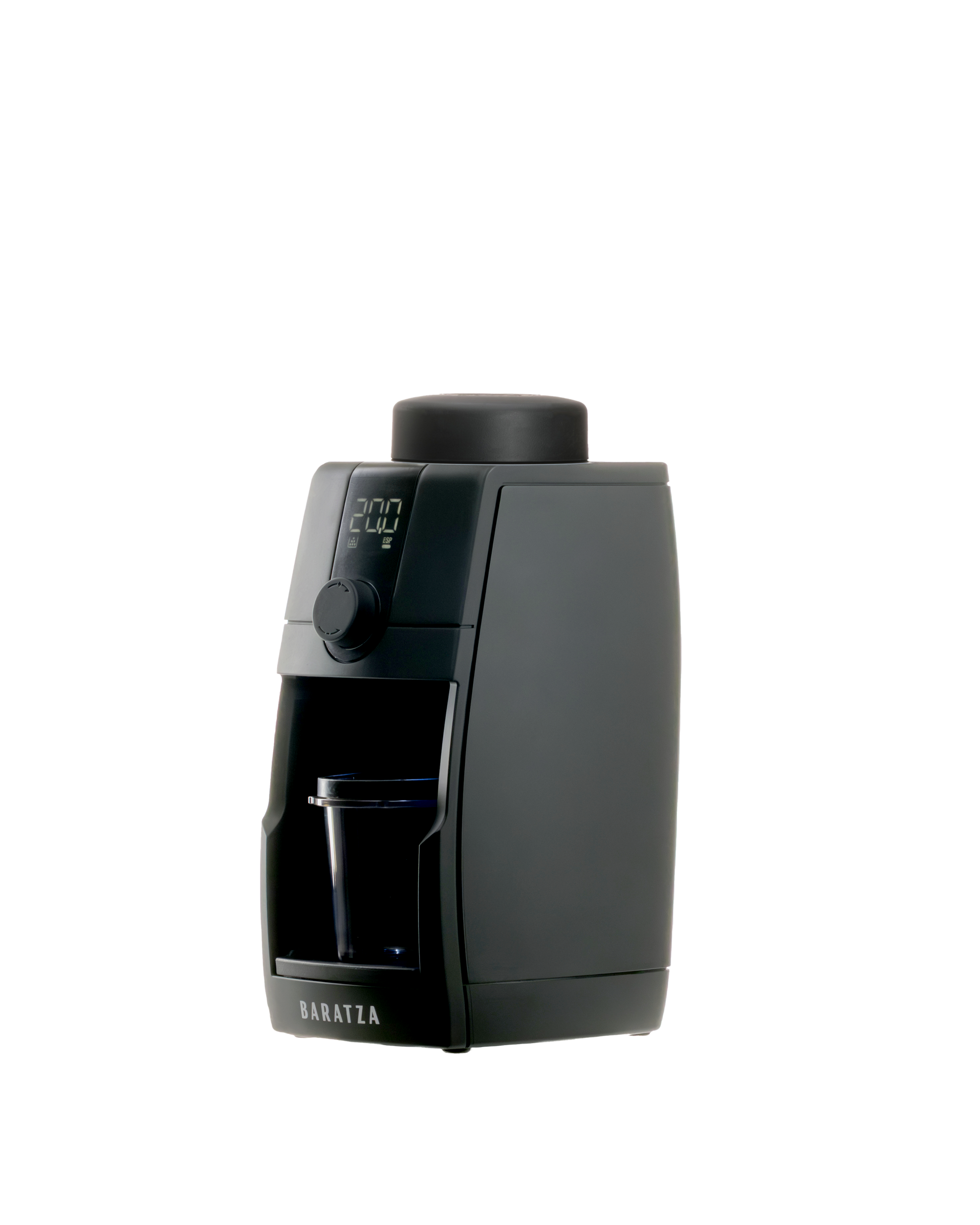 Encore™ ESP Pro Coffee grinder - Black coffee machine with digital display on a white background