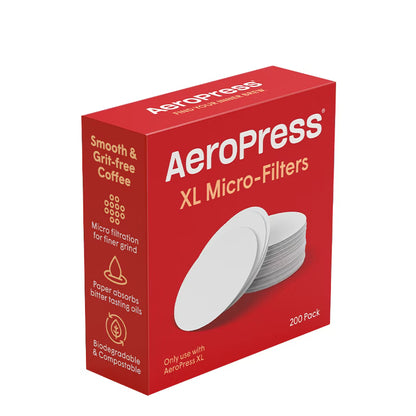 Red box of Aeropress XL Micro-Filters on a white background