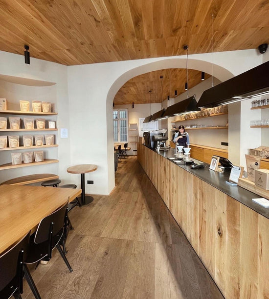 Cafe interior, wooden design 